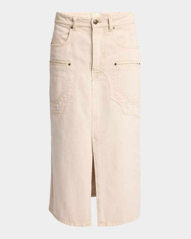Britt Western Denim Slit Midi Skirt